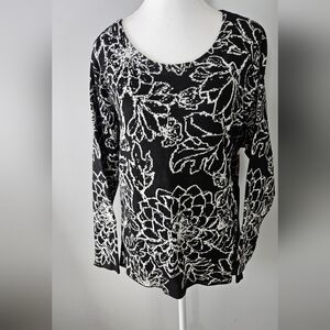 NWT Cynthia Rowley Floral Round Neck Sweater Plus Size 1X